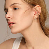 925 Sterling Silver  Flower Cubic Zirconia Hoop Earrings for Women Girls