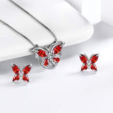 Butterfly Jewelry Women 925 Sterling Silver Butterflies Necklace/Earrings Wedding Gift