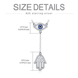 925 Sterling Silver Hamsa Hand Evil Eye Pendant Necklace Cubic Zirconia Protection Amulet Necklace