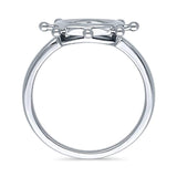 Rhodium Plated Sterling Silver Helm Fashion Right Hand Ring