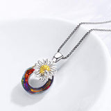 Daisy Neckalce Jewelry Sterling Silver Daisy and Ladybug Neckalce with Crystal Flower Gifts for Women Girls