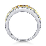 Rhodium and Gold Plated Sterling Silver Cubic Zirconia CZ Statement Woven Cocktail Fashion Right Hand Ring