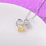 925 Sterling Silver Sister Heart Necklace Love Heart Round Pendant Necklace Gifts Inspirational Jewelry