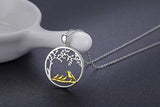Bird Necklace Tree of Life Necklace 925 Sterling Silver Gold Birds on Tree Branch Love Symbol Round Pendant Necklace Bird Jewelry for Women Mom