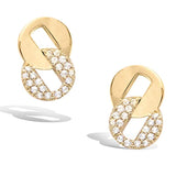 Yellow Gold plated  Infinity Oval Circle Knot Cubic Zirconia CZ Stud Earrings