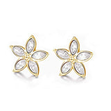 Silver Flower Stud Earrings Jewelry Gifts with Swarovski Crystals