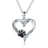  Silver Jewelry Cute Paw in Heart Pendant