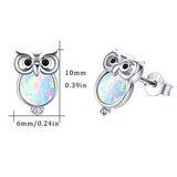 Owl Gifts Silver Owl Earrings Opal Owl Studs for Owl Lovers