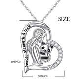 925 Sterling Silver Lovely Animal Heart Pendant Necklace for Women Jewelry Gift, 18
