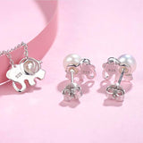 Sterling Silver Freshwater Pearl Elephant Stud Earrings Animal Earrings Tiny Small Single Pearl Fine Jewelry for Women Teen Girls