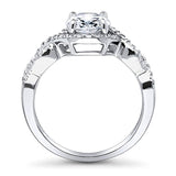 Rhodium Plated Sterling Silver Oval Cut Cubic Zirconia CZ Solitaire Woven Engagement Ring
