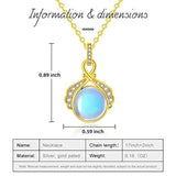 Moonstone Necklace Sterling Silver Necklaces for Women Circle Infinity Birthstone Pendant Dainty Plated White Gold