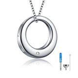 Silver Circle Cremation Pendant Jewelry Urn Necklace