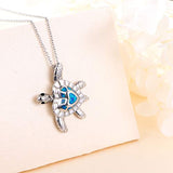 Sterling Silver Blue sea turtle  Pendant Necklace for Women Girlfriend Daughter Graduation Gift