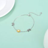 925 Sterling Silver Sunflower Bracelet Butterfly with 5A Cubic Zirconia Link Bracelet for Women