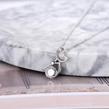 Cat Necklace Animal Jewelry Rhodium Plating AAA Zirconia Silver Necklace