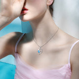 Dolphin Necklace Animal Jewelry Blue Zirconia Women Silver Necklace
