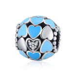 Memories Blue Beads Charm Enamel Blue and Zirconia Heart Loving Beads