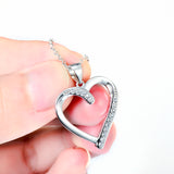 Fashion Heart Shaped Necklace 925 Sterling Silver Cubic Zirconia Jewelry Birthday Gift For Girlfriend