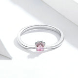 925 Sterling Silver Classic Dog Paw Pink Finger Rings for Women Sterling  Fashion Silver Jewelry