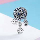 S925 sterling silver Oxidized zirconia snowflake charms
