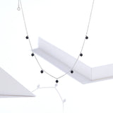 S925 Sterling Silver Black Synthetic Crystal Clavicle Chain Platinum Plated Synthetic Crystal Necklace