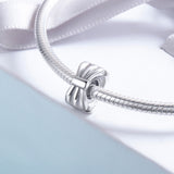 S925 Sterling Silver Oxidized Sweet Ribbon Bow Silicone Charms