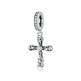 925 Sterling Silve Vintage Cross Beads Charm For Bracelet  Fashion Jewelry For Women