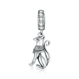 Silver Egyptian Style Cat Animal Dangles Charm