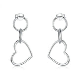 925 Sterling Silver Simple Heart Drop Earrings Precious Jewelry For Women