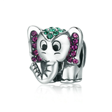 Silver Elephant Sparkling CZ Animal Beads Charms