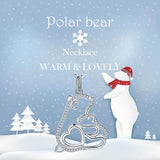 925 Sterling Silver Mom And Son Animal Pendant Chain Clear Zircon Bear Necklace For Women