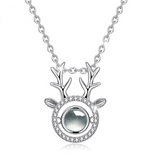 925 Sterling Silver Christmas deer I love you Projection Pendant Necklace Romantic Love Memory Women Necklace Best GIfts