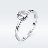 S925 Sterling Silver Simple Zircon Ring White Gold Plated Ring