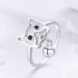 S925 sterling silver cute pet ring White Gold Plated drop oil ring