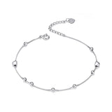 silver white gold plated heart-shaped small round ball bracelet