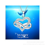 S925 Sterling Silver Personality Love Ribbon Necklace Female Jewelry Clavicle Chain Pendant Cross-Border Special