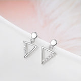 Geometric Hollow Earrings Triangle Math Shape Zirconia Silver Earrings