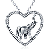 Silver Cubic Zirconia and Crystal Heart Elephant Necklace New Arrival