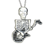 Play the guitar necklace 925 sterling silver skull pendant necklace