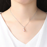 Drop freshwater Pearl Circle cubic zircon   Pendant Delicate Jewelry Necklace for  Birthday Gift