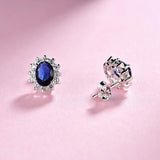 Cubic Zirconia Created Sapphire September Birthstone Stud Earrings Blue Jewelry Birthday Gift for Her