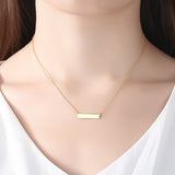 Horizontal Bar yellow gold  crystal pendant S925 Sterling silver necklace fashion Anniversary