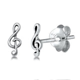 Silver Music Note Stud Earrings