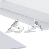925 Sterling Silver Little Bird Stud Earrings for Girlfriend Noble Wedding Statement Jewelry