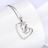 Mother'S Day Gifts Animal Horse Mother Child Heart Shaped Pendant Necklace