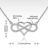 Infinity Love Necklace for Women Mom Daughter Girlfriend, 925 Sterling Silver Sparkling Cubic Zirconia Forever Love Heart Cross Pendant Necklace Jewelry for Anniversary Birthday Gift