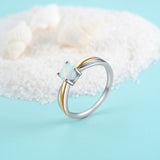 White Gold Plated Opal Gemstone Love Eternity Ring
