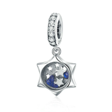  Silver Luminous Moon Clear Cubic Zircon Dangles Charms