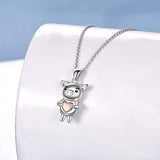Pig Jewelry Gifts Sterling Silver Cute Pig Hold Rose Gold Plated Heart Pendant Animal Necklace for Women Girls